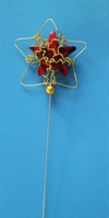 Et stk. Dekorations stjerne Rød med guld. Ø Ca. 6 cm. Metal. og plast stjerne.